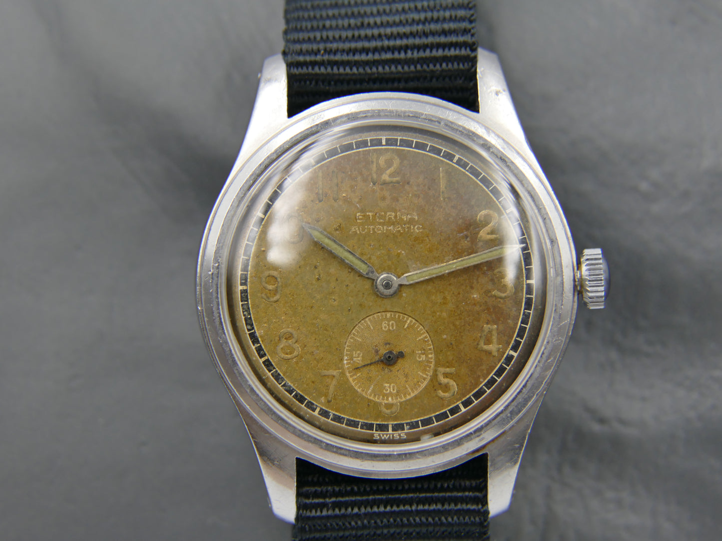 40's vintage watch mens Eterna military automatic bumper cal. 835H tropical dial