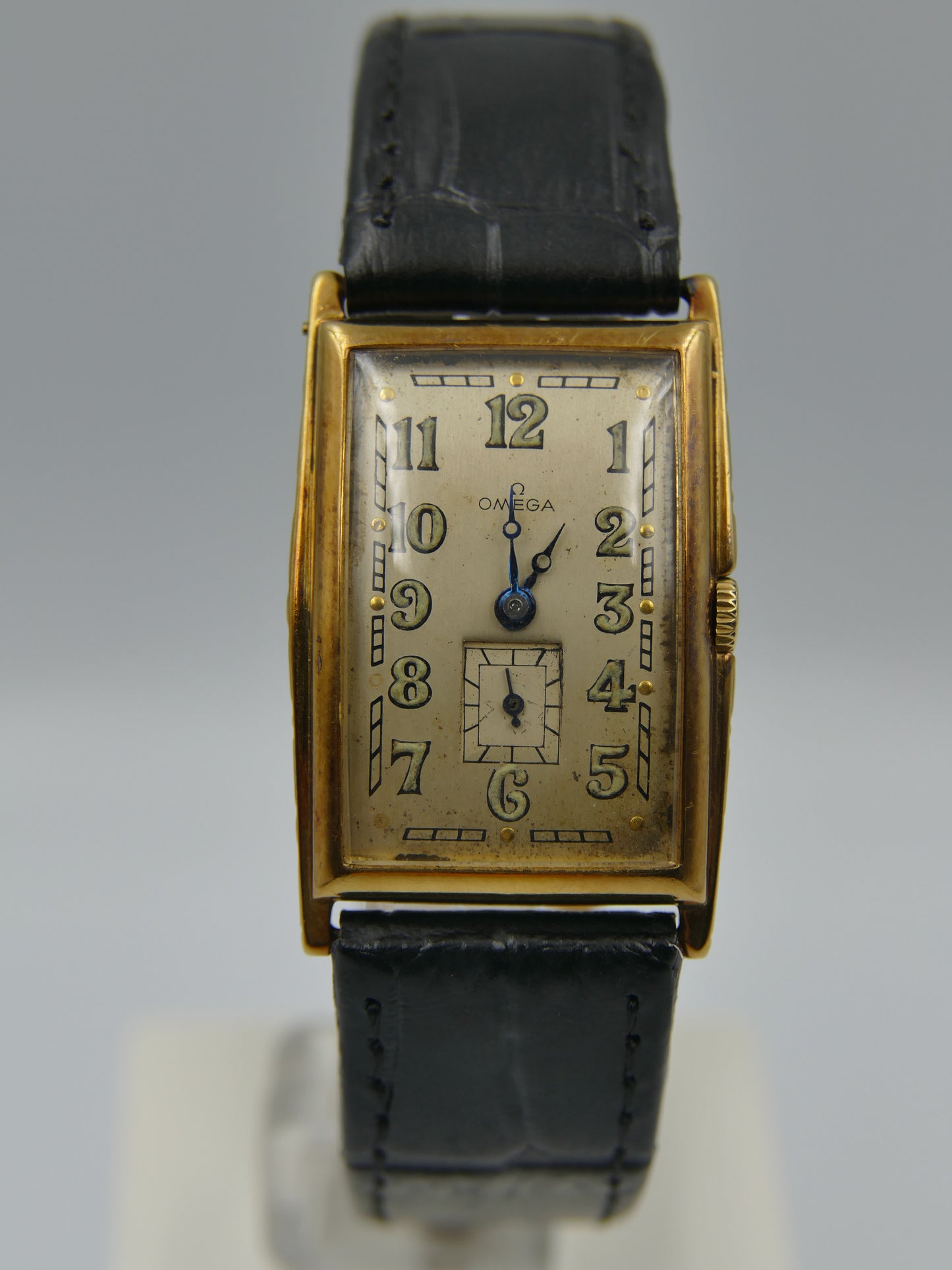 30's vintage watch mens Art Deco solid gold 18k Omega cal. 19.4 s 15 P