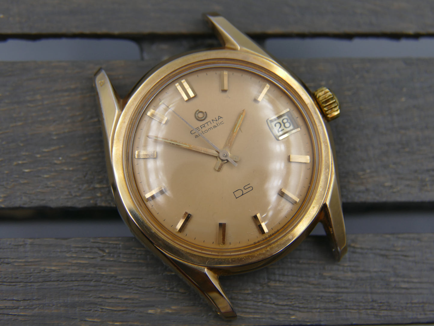 60s vintage watch mens Certina DS turtle Automatic 25-651 case gold pl 346.825