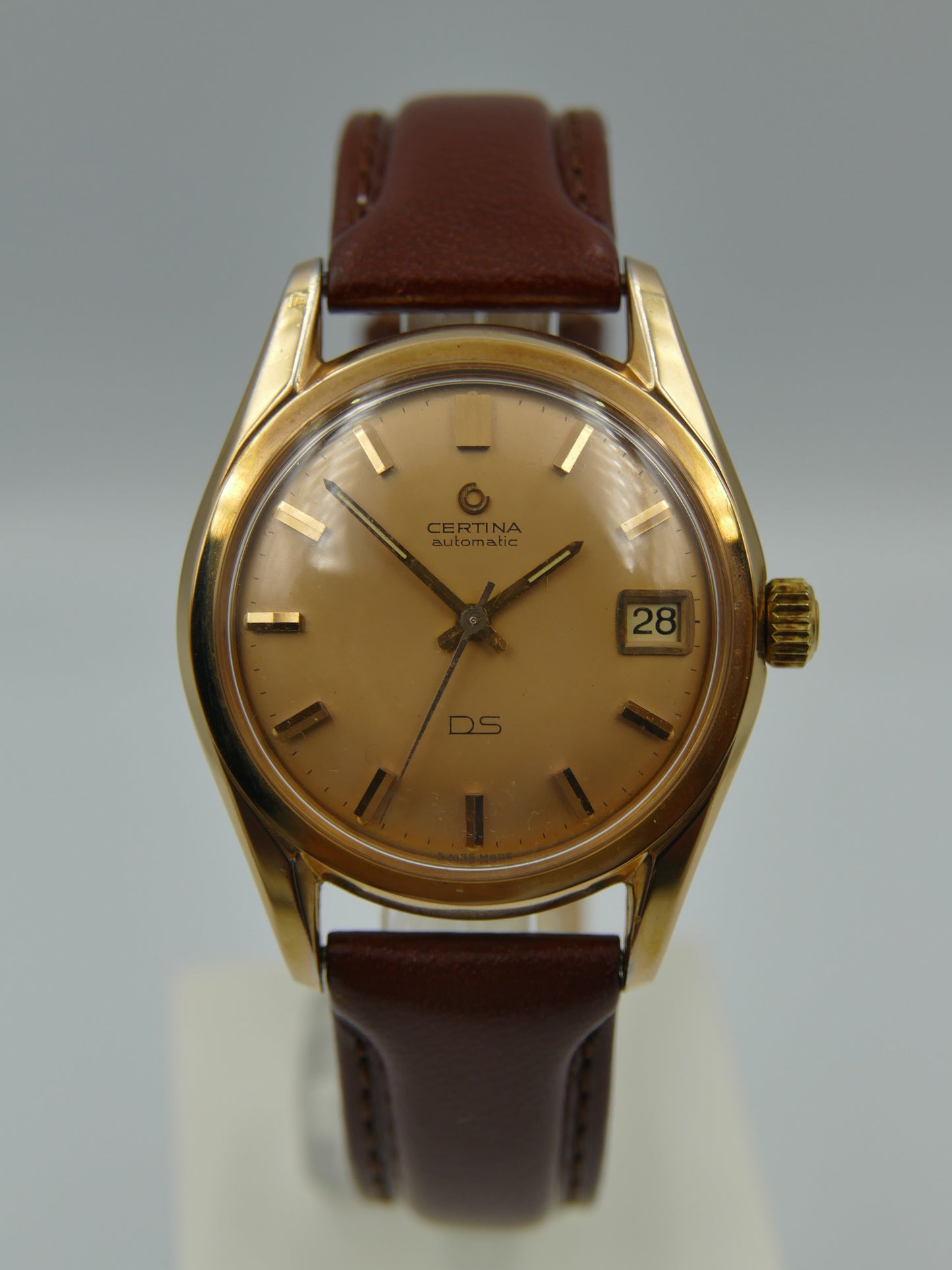 60s vintage watch mens Certina DS turtle Automatic 25-651 case gold pl 346.825