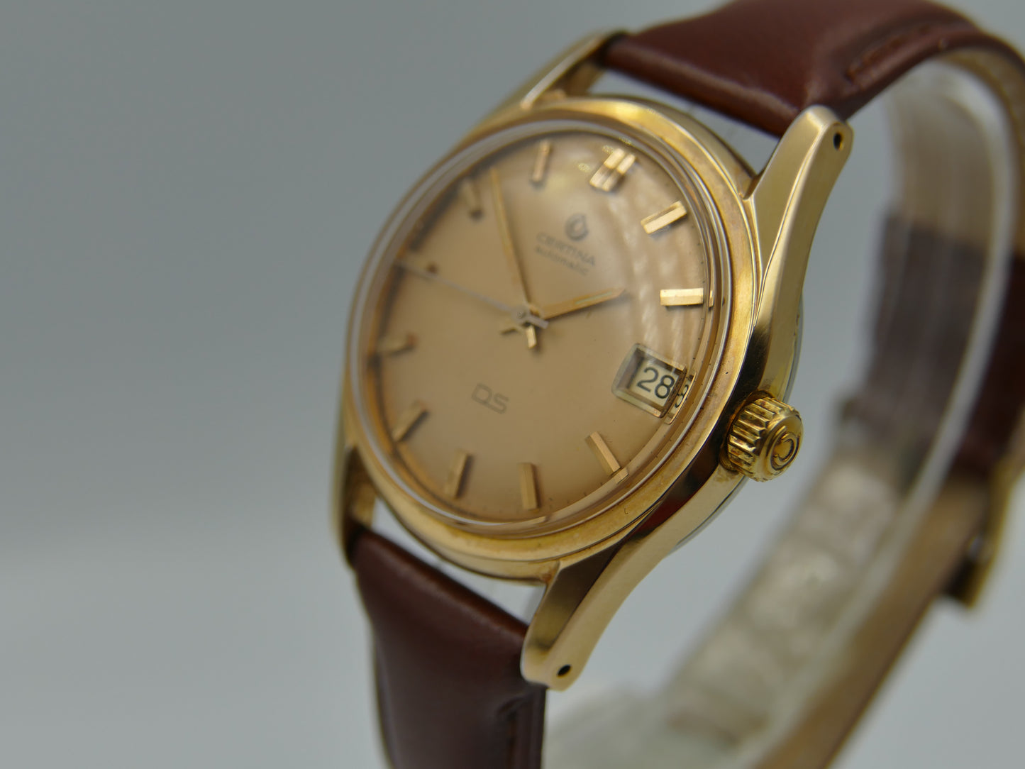 60s vintage watch mens Certina DS turtle Automatic 25-651 case gold pl 346.825