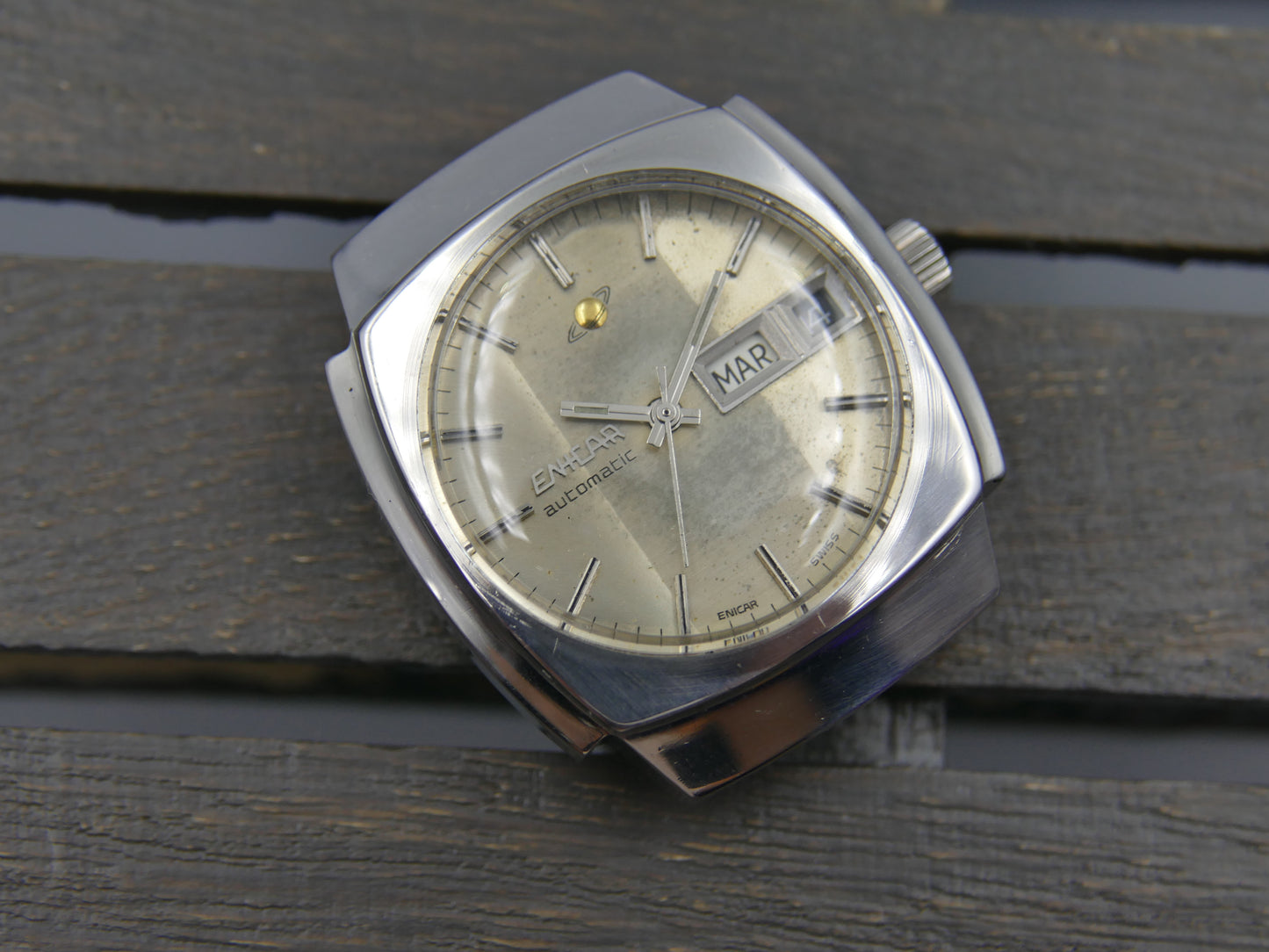 70's vintage watch mens Enicar ref. 167.08.131 automatic cal. AR 167D steel