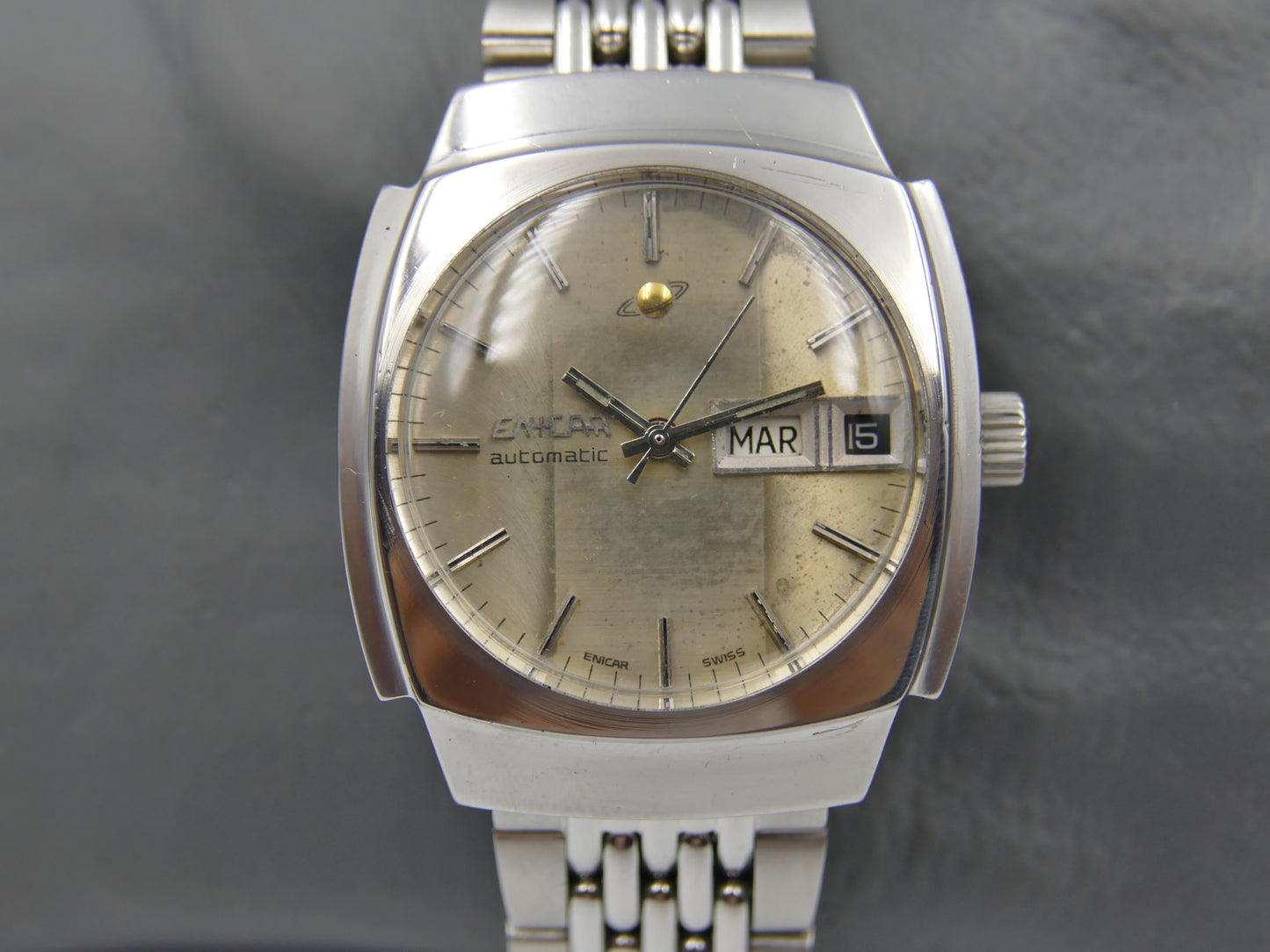 70's vintage watch mens Enicar ref. 167.08.131 automatic cal. AR 167D steel