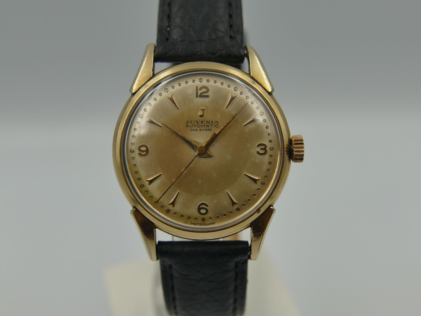 40's vintage watch mens Juvenia automatic bumper AS 1250 serviced gold cap