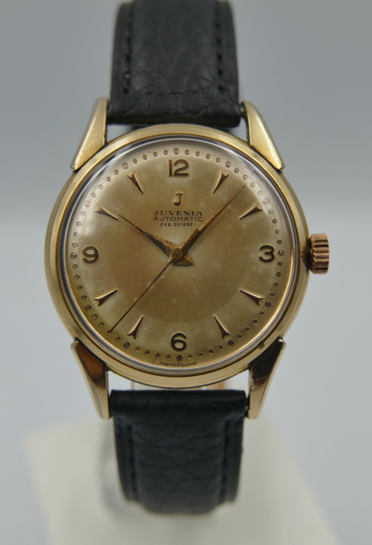 40's vintage watch mens Juvenia automatic bumper AS 1250 serviced gold cap