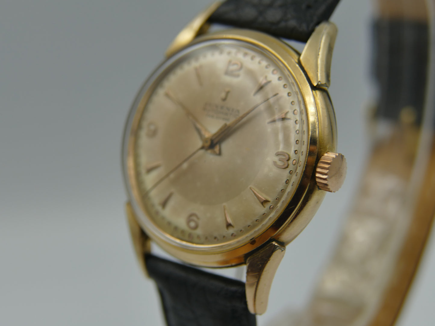 40's vintage watch mens Juvenia automatic bumper AS 1250 serviced gold cap