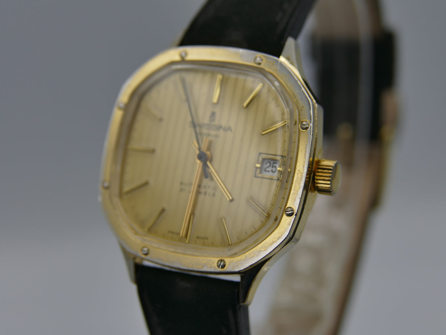 Vintage Swiss Mechanical Automatic Swissina Watch 21 Jewels Ronda Cal 4338