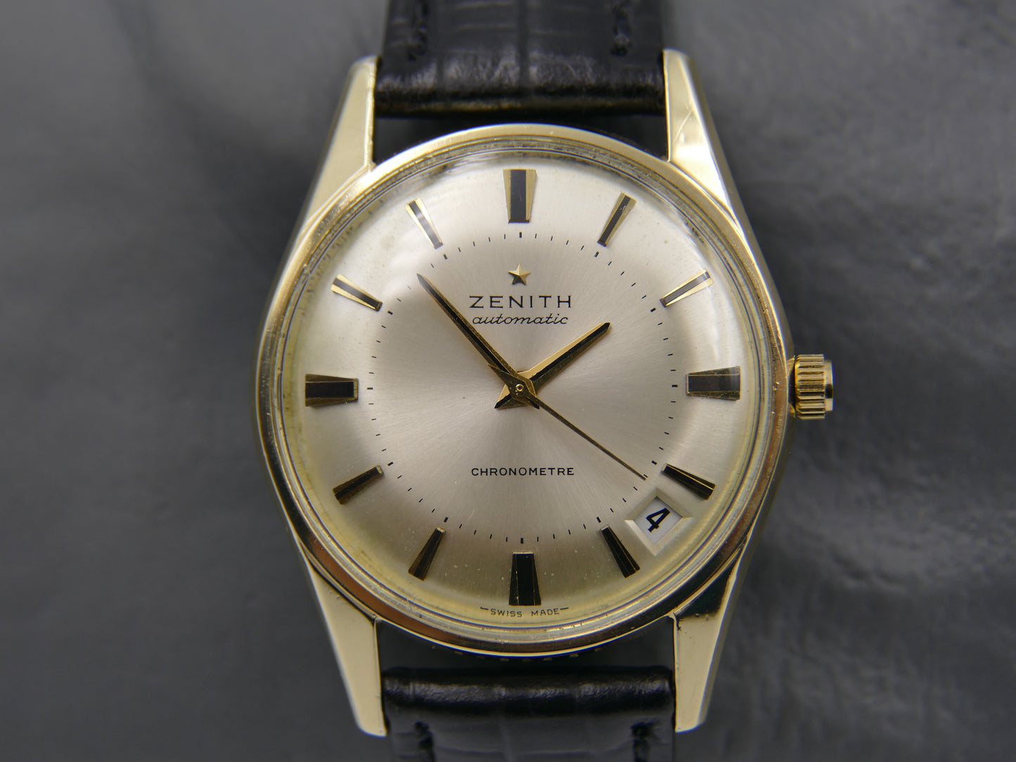 60's vintage watch mens Zenith 2542 PC automatic chronometer 849A888 gold cap