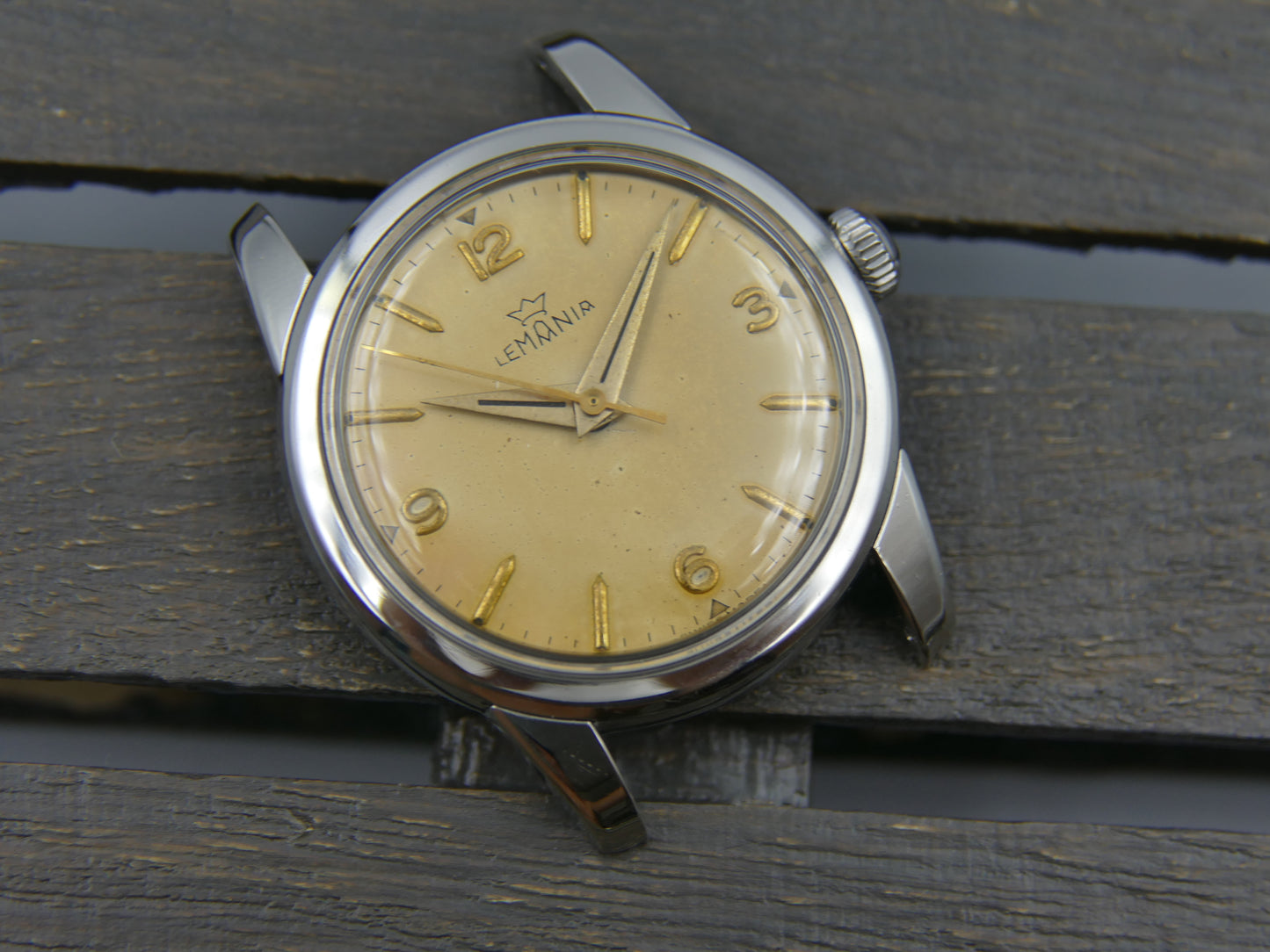 50's vintage watch mens Lemania manual wind cal. 3060 steel ref. 904/1