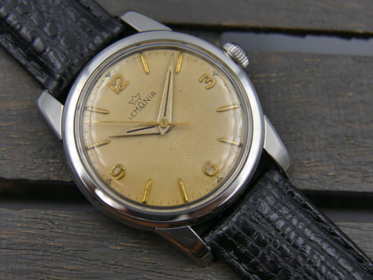 50's vintage watch mens Lemania manual wind cal. 3060 steel ref. 904/1