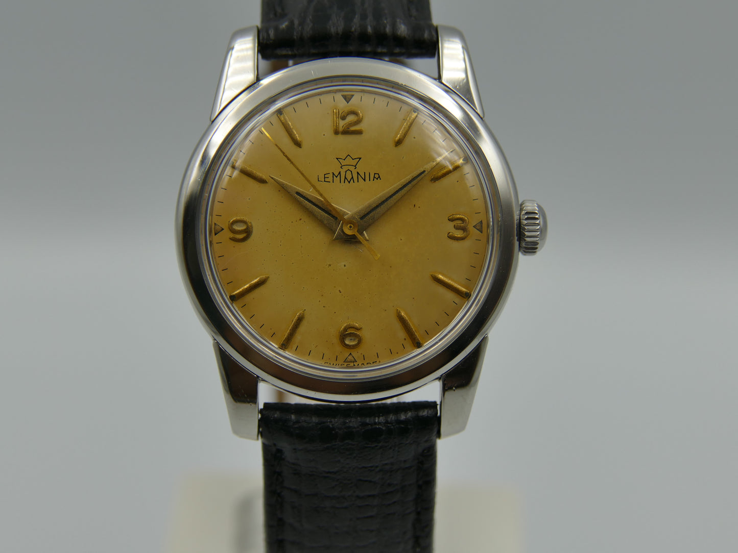 50's vintage watch mens Lemania manual wind cal. 3060 steel ref. 904/1