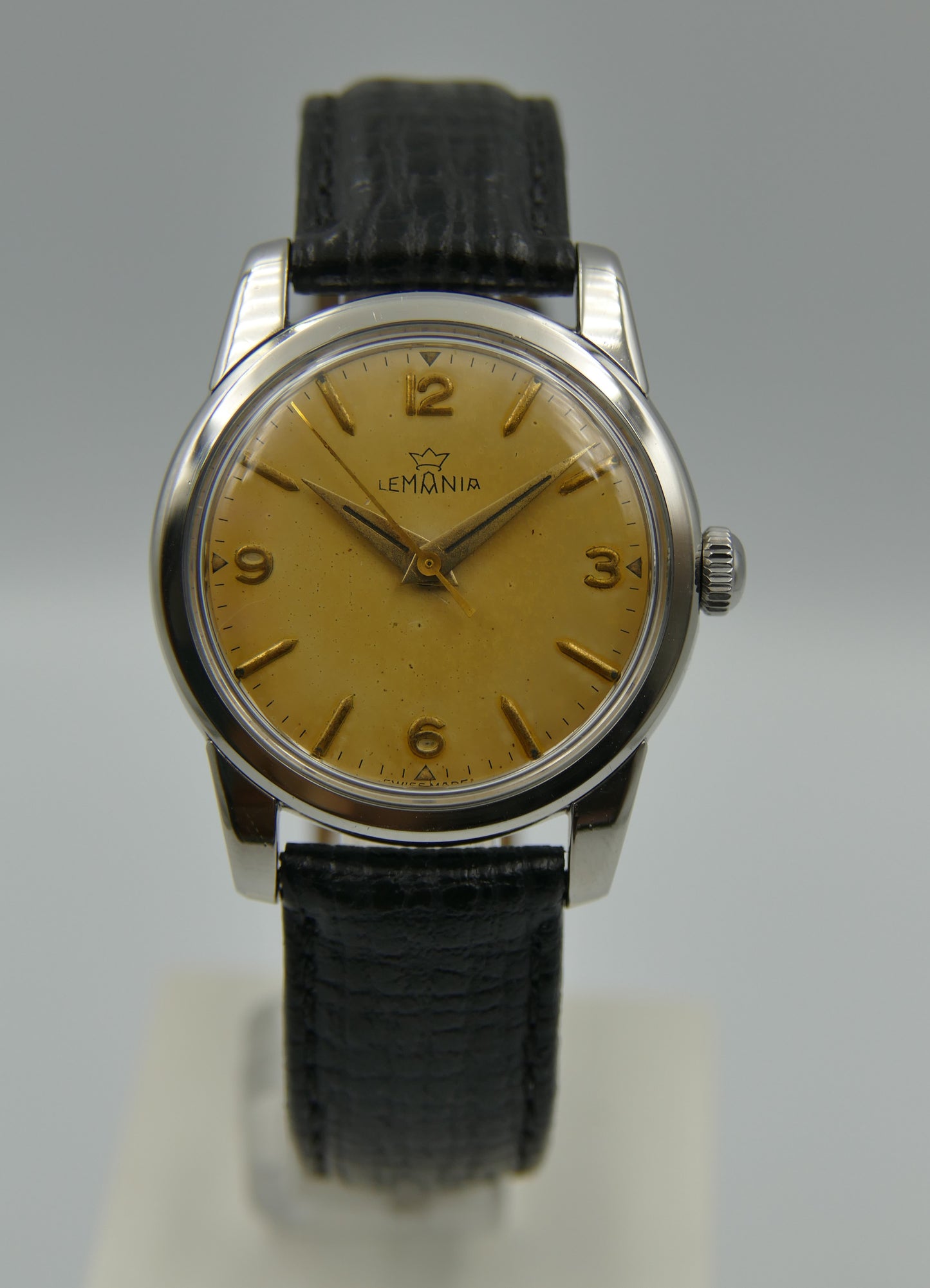 50's vintage watch mens Lemania manual wind cal. 3060 steel ref. 904/1