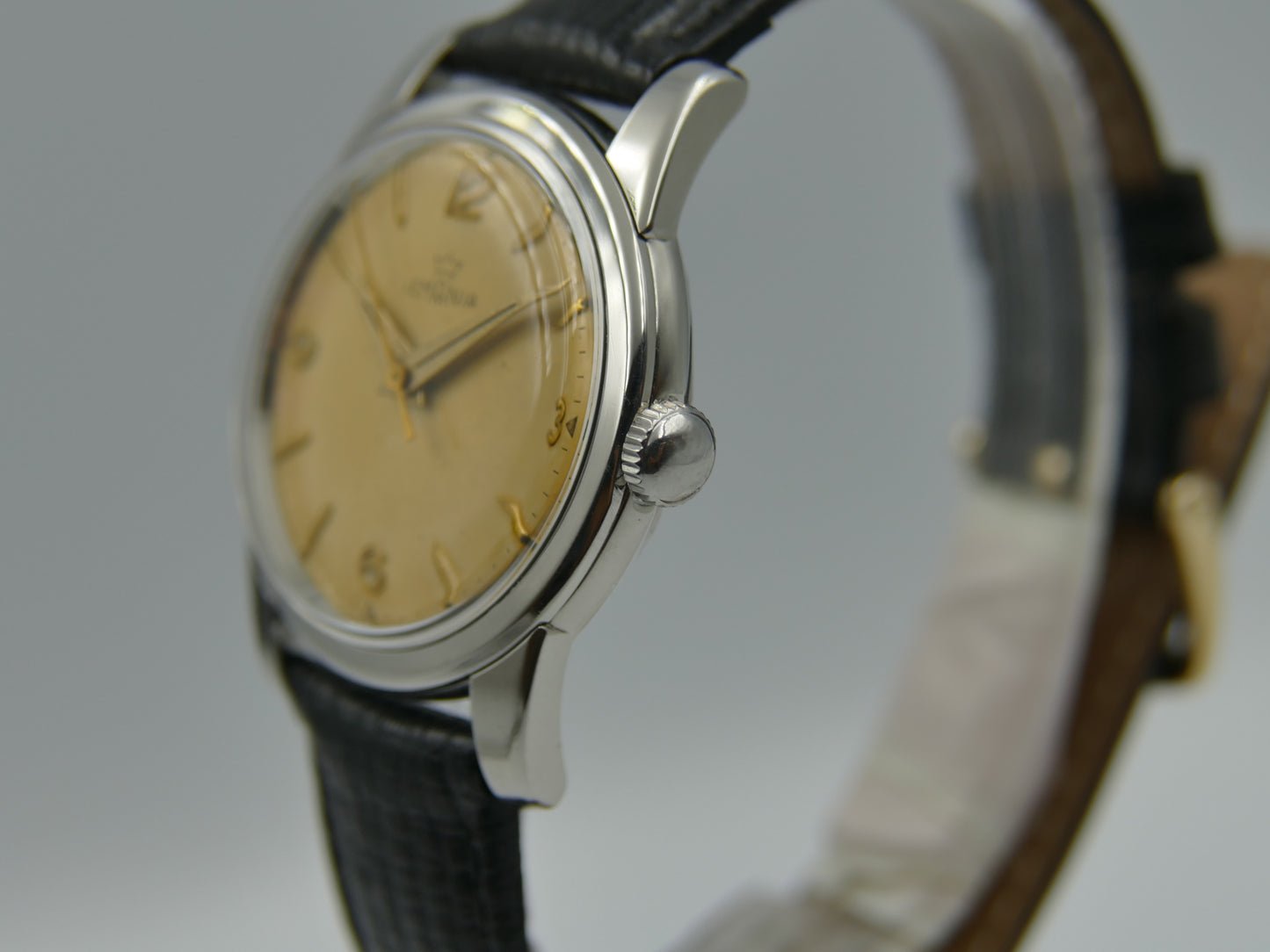 50's vintage watch mens Lemania manual wind cal. 3060 steel ref. 904/1