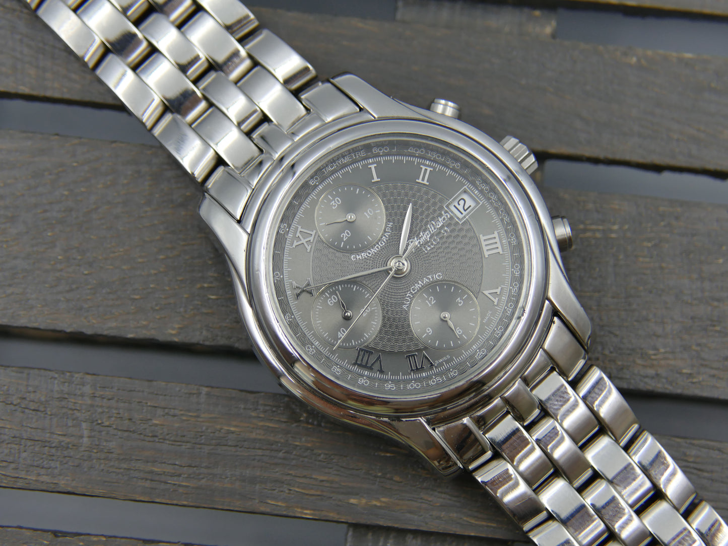 90's vintage watch mens PW philip watch ref 8243949025 chronograph valjoux steel