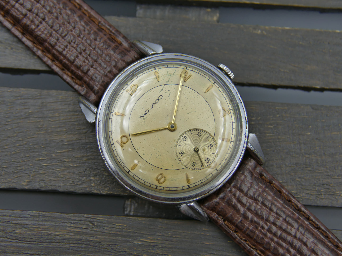 40's vintage watch mens Movado ref. 38113 pre Solidograf manual wind cal. 125