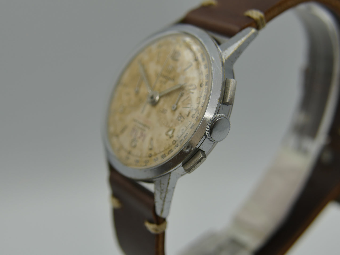 50's vintage watch mens Lemania UTI 105 chronograph lwo 1275 serviced 35mm