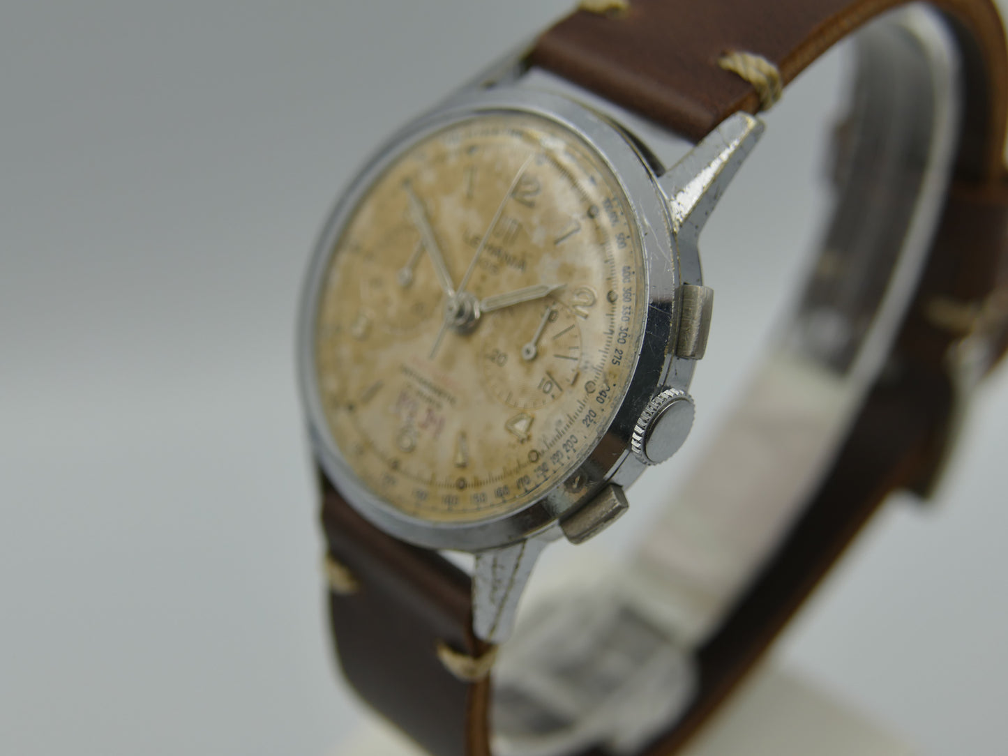 50's vintage watch mens Lemania UTI 105 chronograph lwo 1275 serviced 35mm