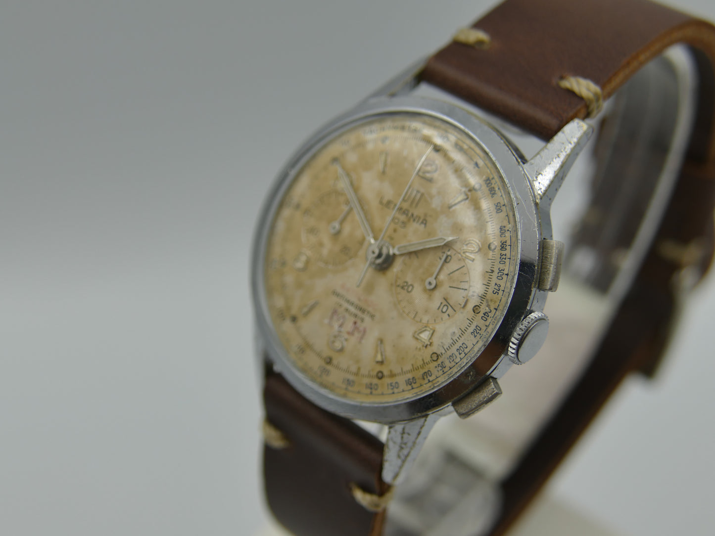 50's vintage watch mens Lemania UTI 105 chronograph lwo 1275 serviced 35mm