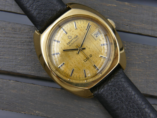 70's vintage watch mens Certina DS-2 ref. 346.825 automatic 25-651 38mm gold pl