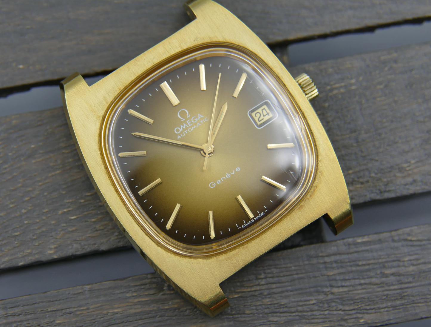 70's vintage watch mens Omega Geneve automatic cal. 1012 ref 166.0190 gold pl