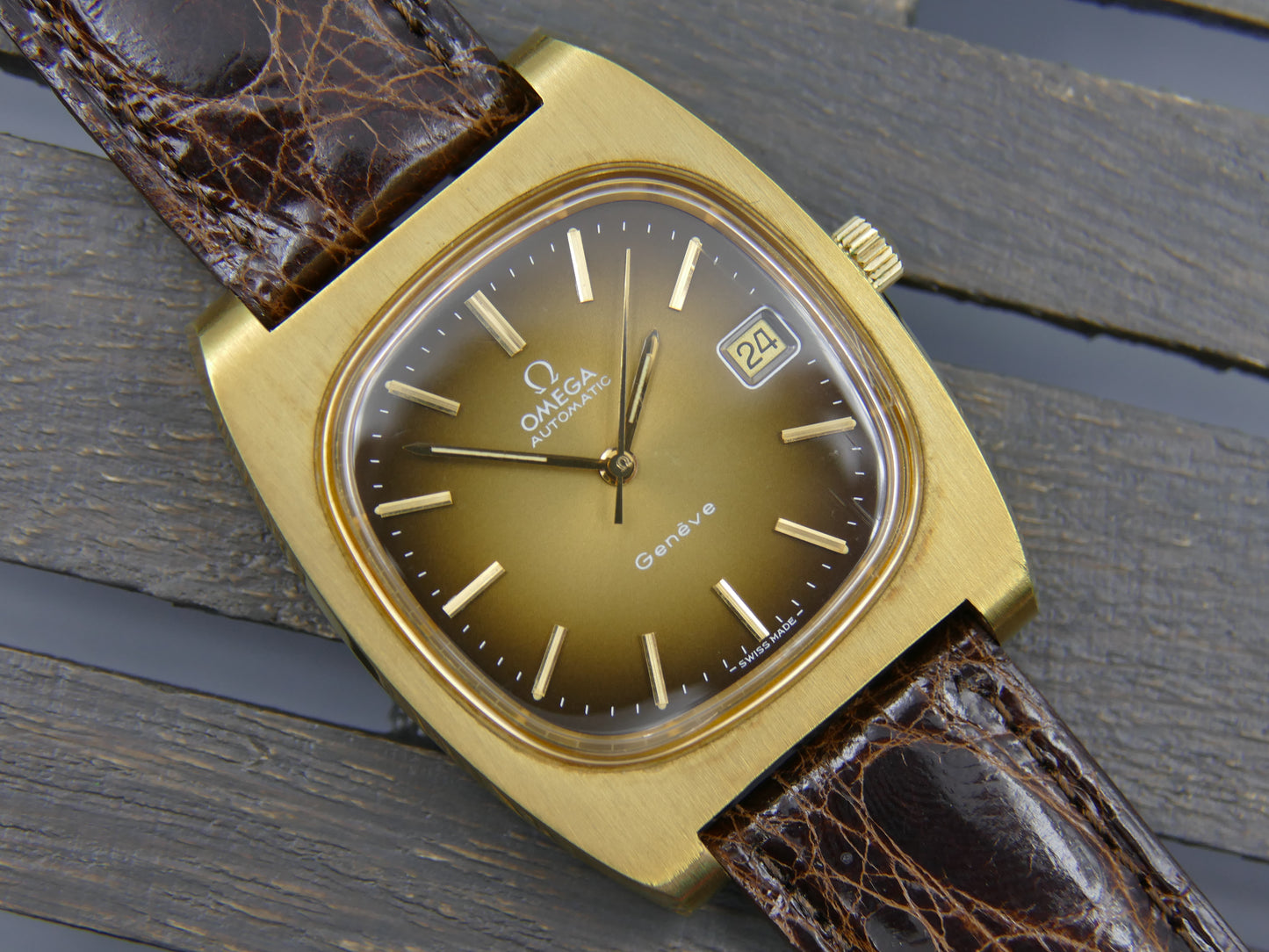 70's vintage watch mens Omega Geneve automatic cal. 1012 ref 166.0190 gold pl