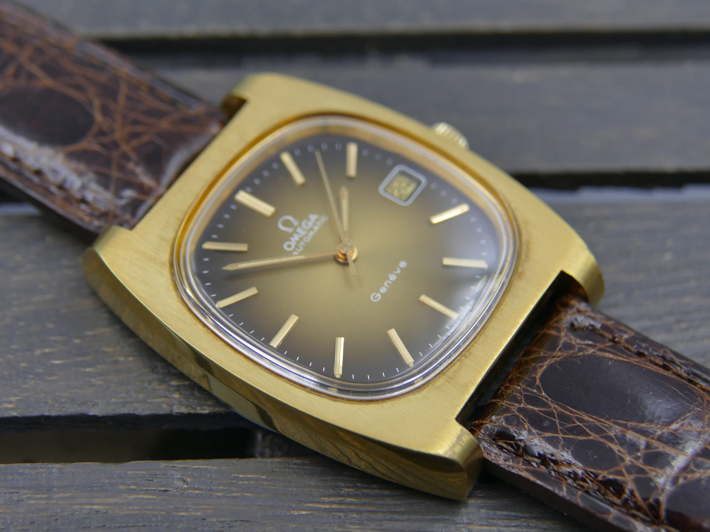 70's vintage watch mens Omega Geneve automatic cal. 1012 ref 166.0190 gold pl