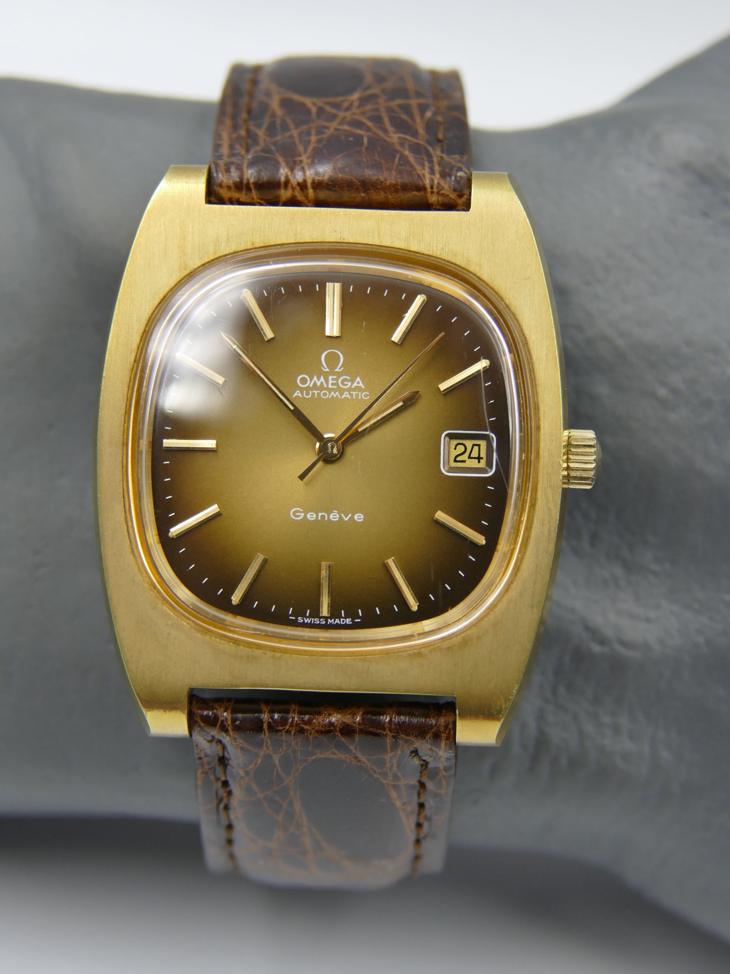 70's vintage watch mens Omega Geneve automatic cal. 1012 ref 166.0190 gold pl