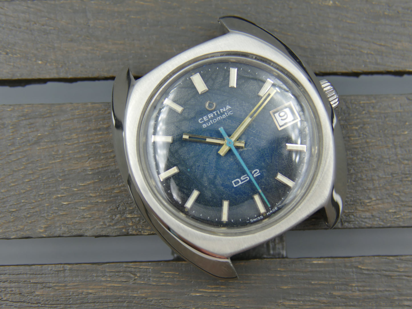 70's vintage watch mens Certina DS-2 ref. 5801 300 automatic 25-651 steel blue