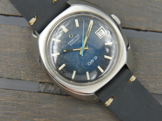 70's vintage watch mens Certina DS-2 ref. 5801 300 automatic 25-651 steel blue