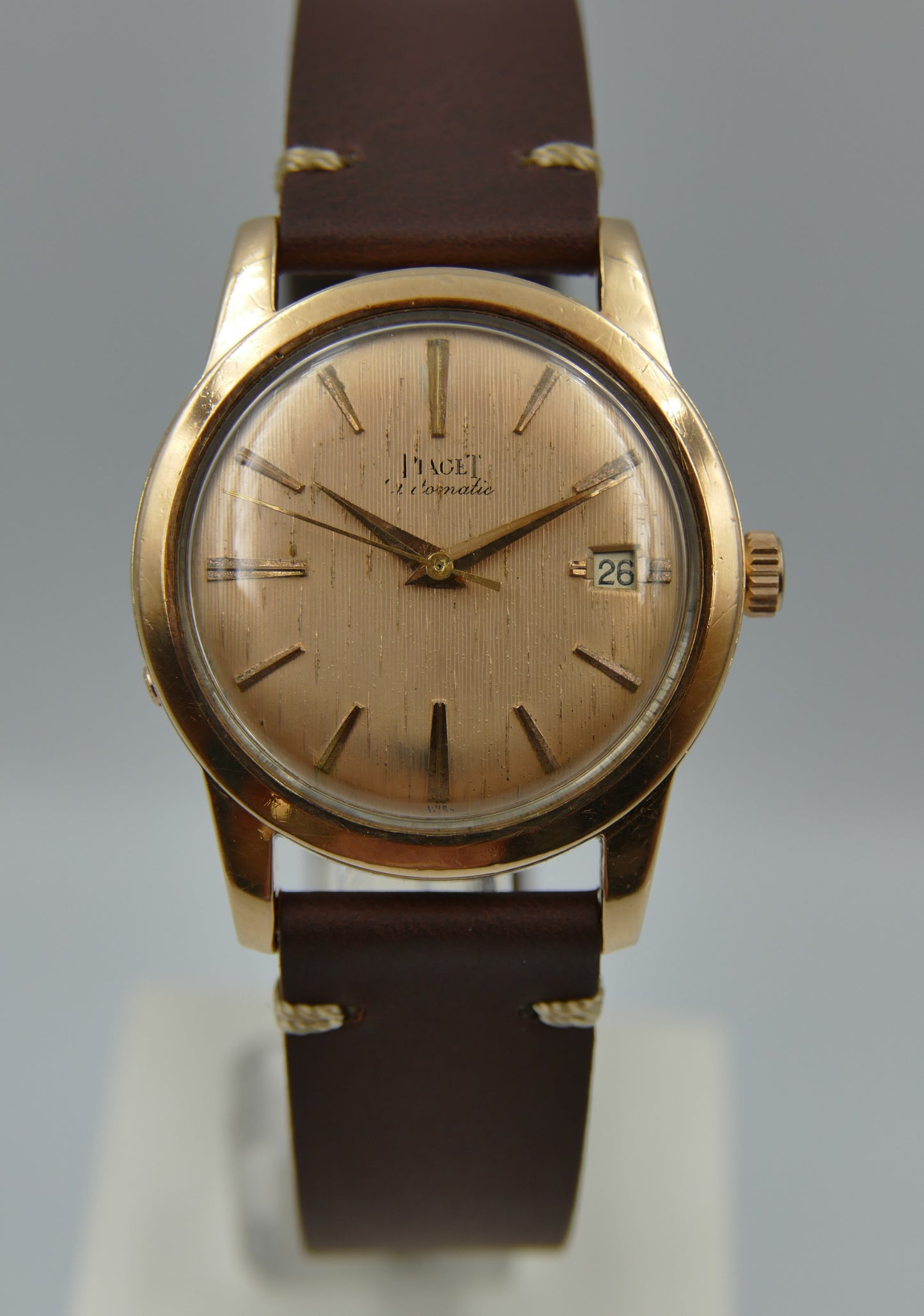 50's vintage watch mens Piaget ref. 11708 automatic Felsa 694 rose gold cap 34mm