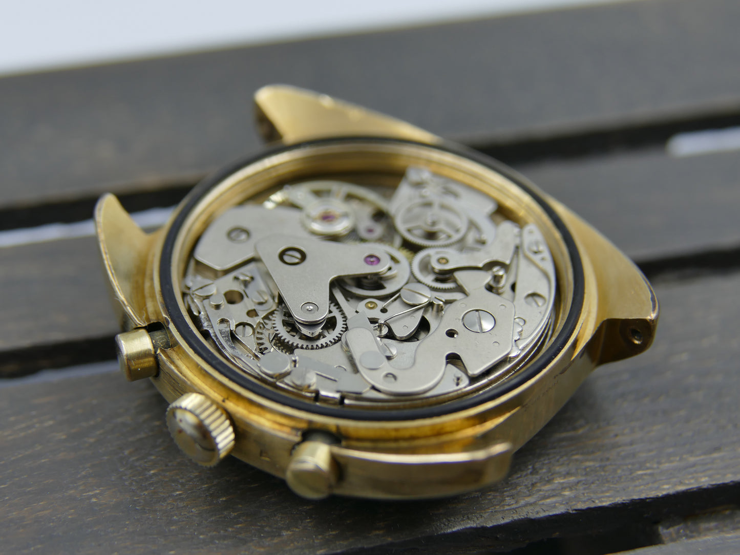 70's vintage watch mens Dinamo chronograph valjoux 7734 gold pl serviced rare