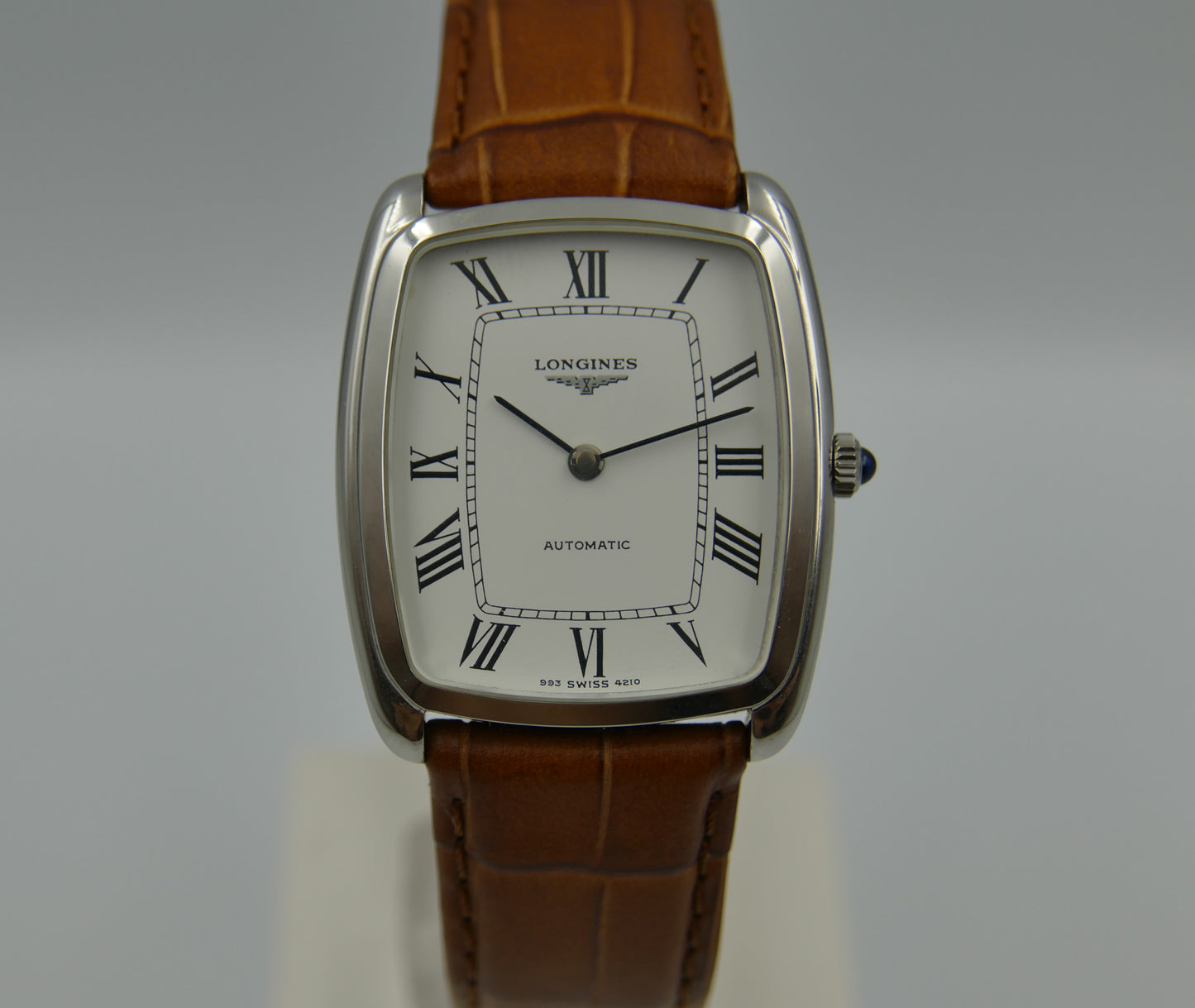 70s vintage watch mens Longines tonneau ref 4210 automatic cal L993.1 flat N.O.S