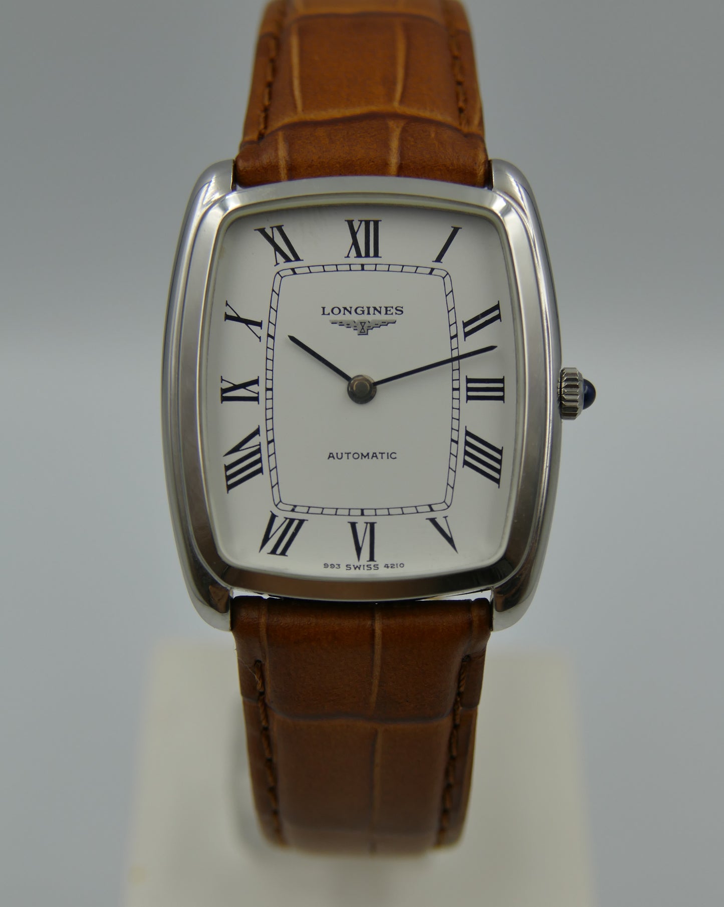 70s vintage watch mens Longines tonneau ref 4210 automatic cal L993.1 flat N.O.S