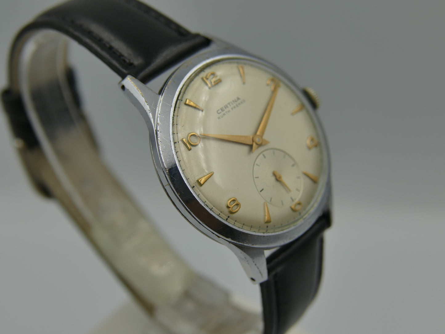 50's vintage watch mens jumbo oversize 37mm Certina manual wind cal. KF 330