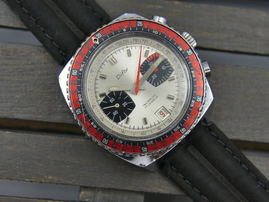 70's vintage watch mens Difor chronograph valjoux 7734 jumbo oversize big 44mm