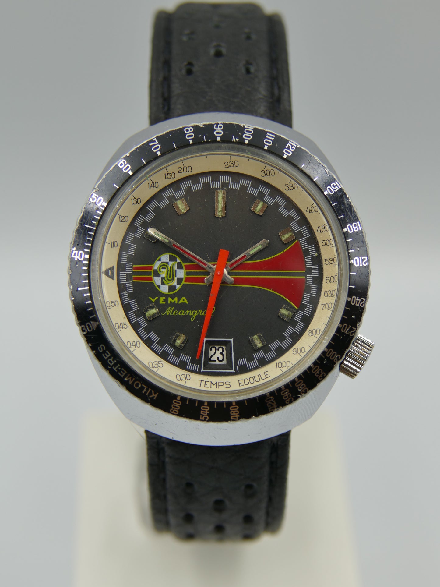 70's vintage watch mens racing Yema Meangraf hand wind FE 140-1 serviced RARE