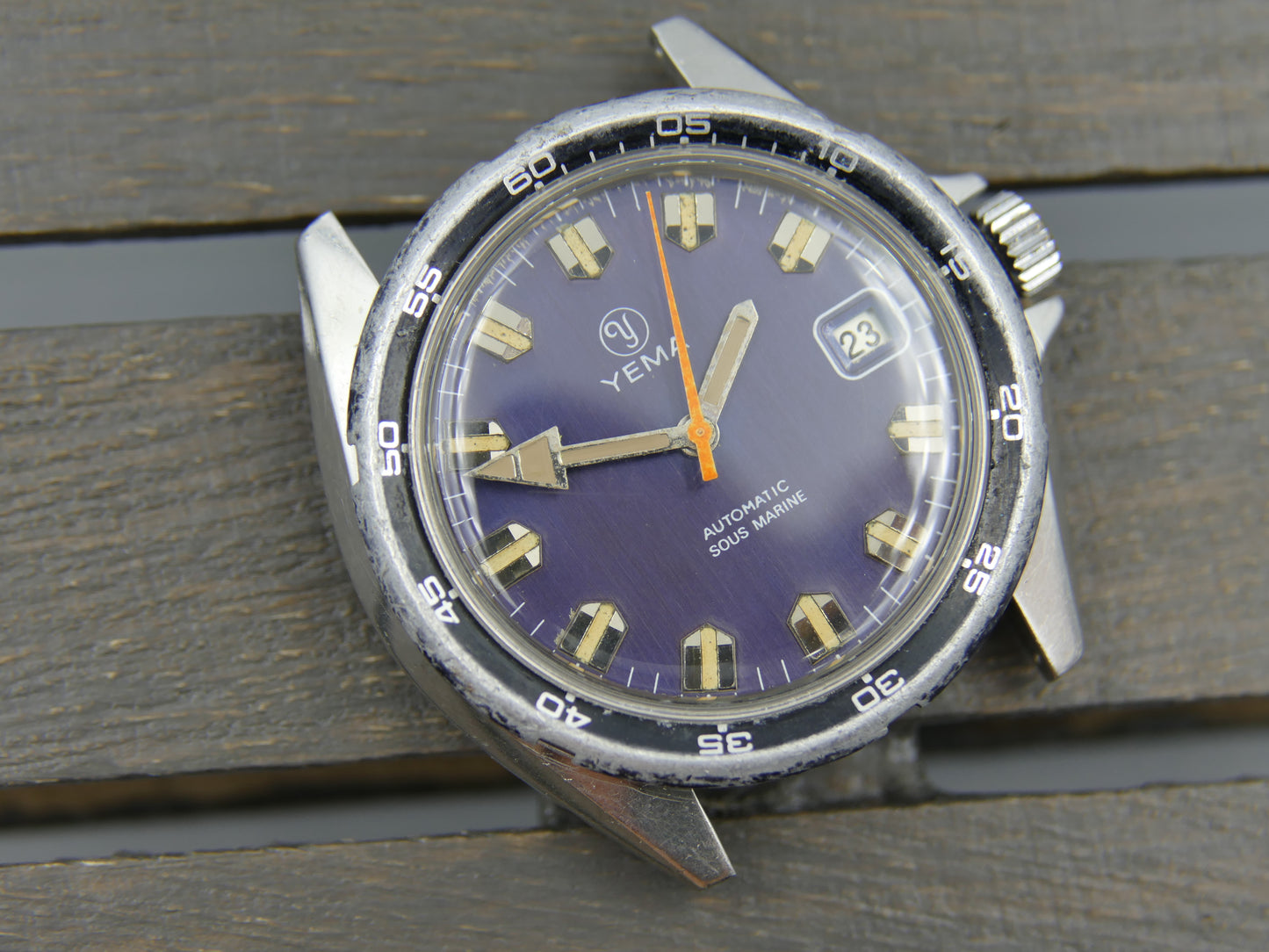 80s vintage watch mens Yema Sous marine diver automatic FE 4611A Steel RARE