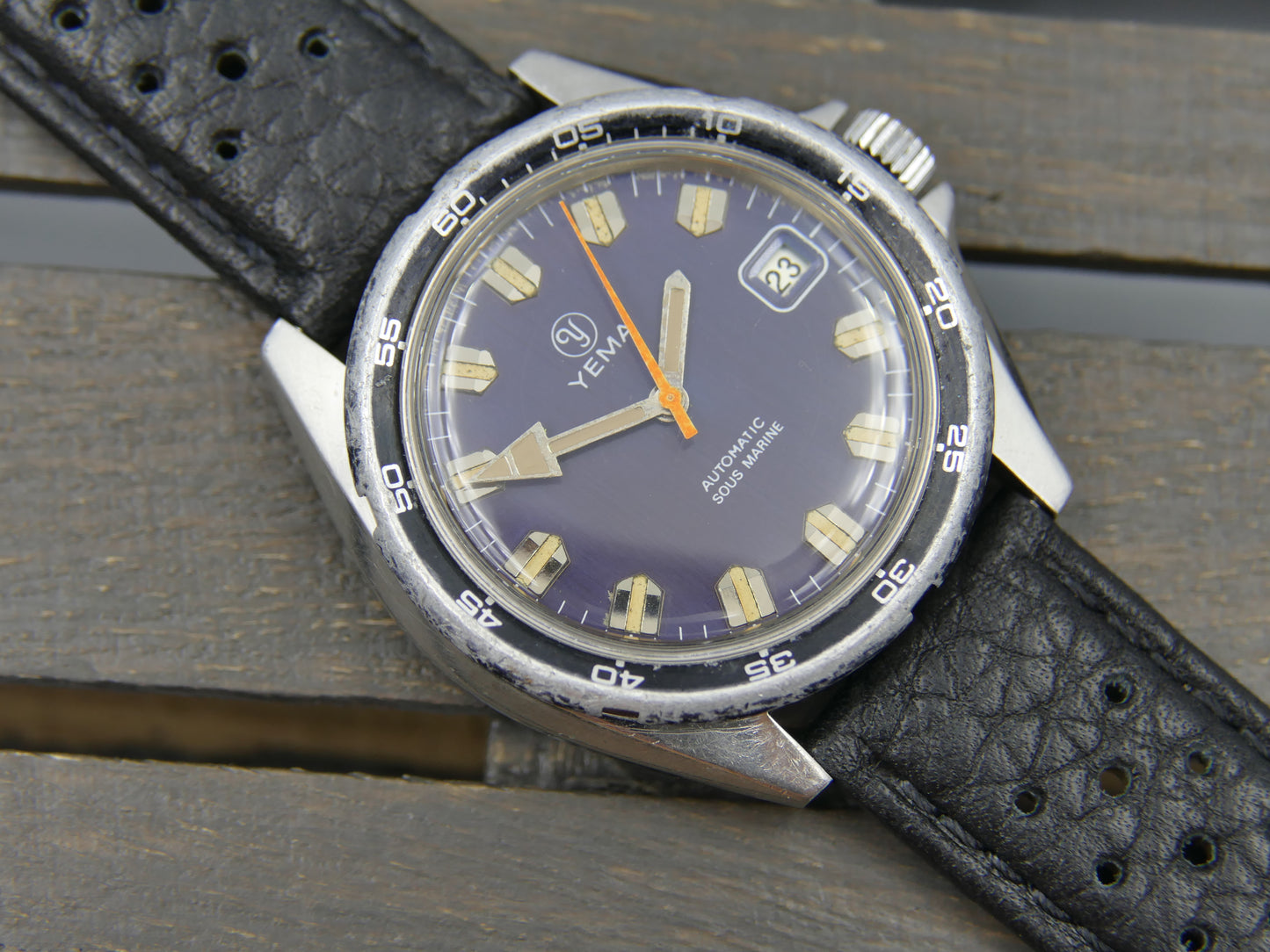 80s vintage watch mens Yema Sous marine diver automatic FE 4611A Steel RARE