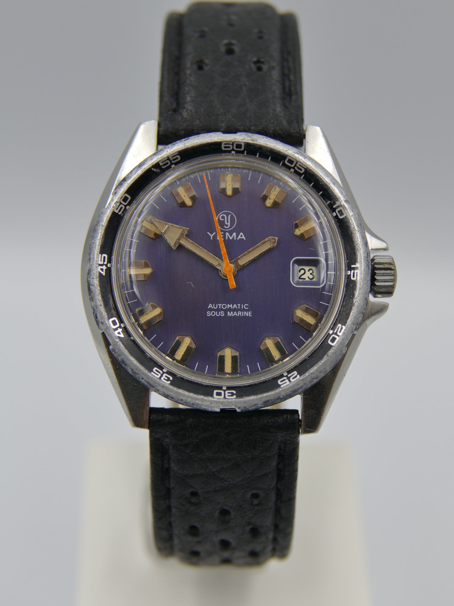 80s vintage watch mens Yema Sous marine diver automatic FE 4611A Steel RARE