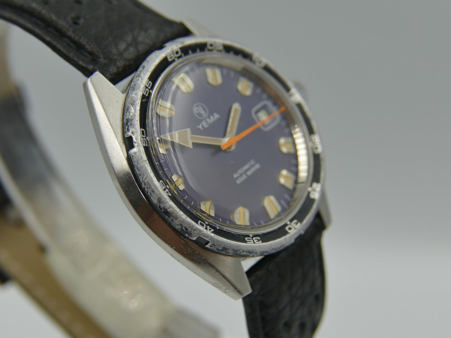 80s vintage watch mens Yema Sous marine diver automatic FE 4611A Steel RARE