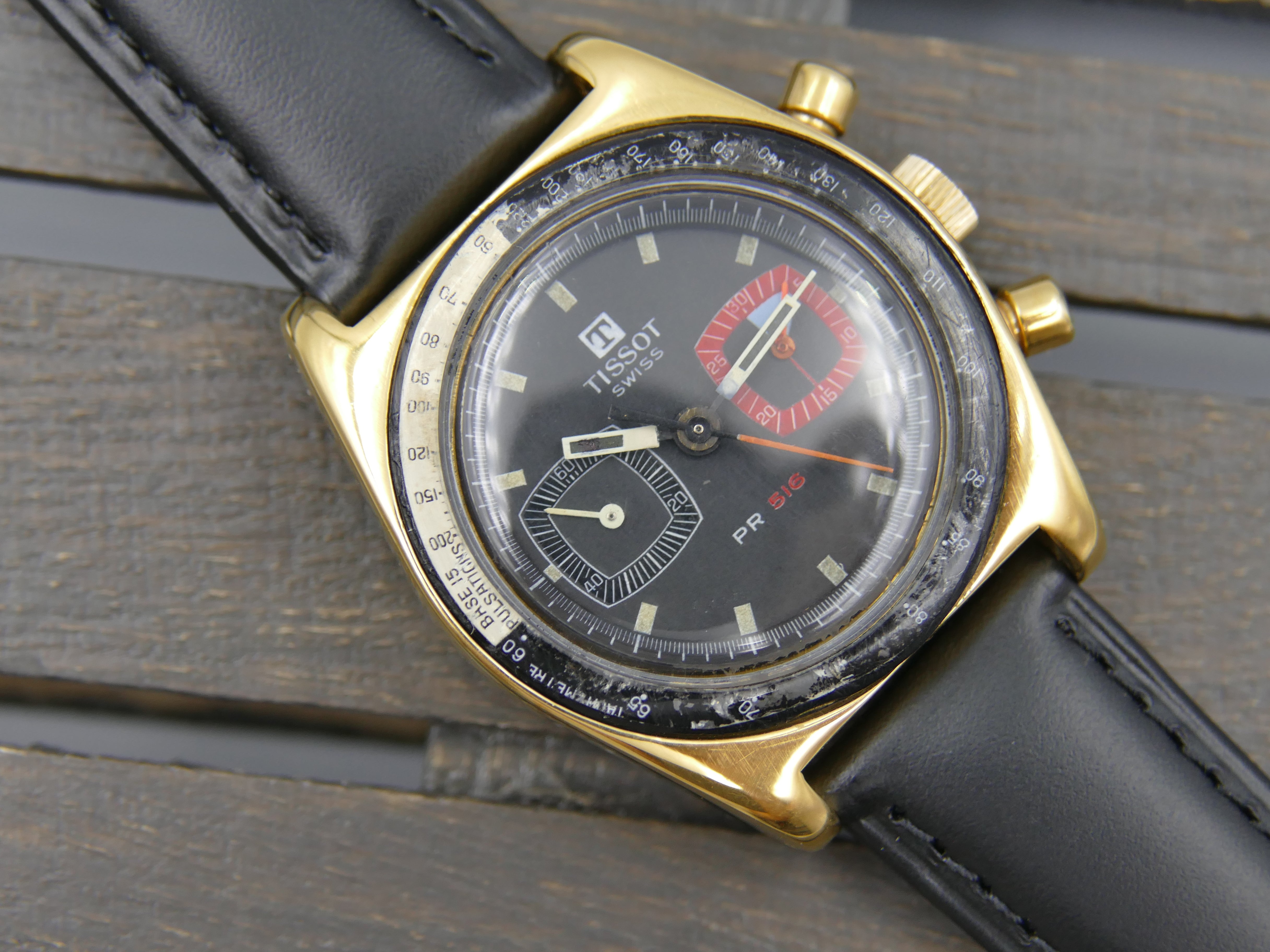 70's vintage watch mens Tissot PR 516 chronograph cal. 872 Lemania