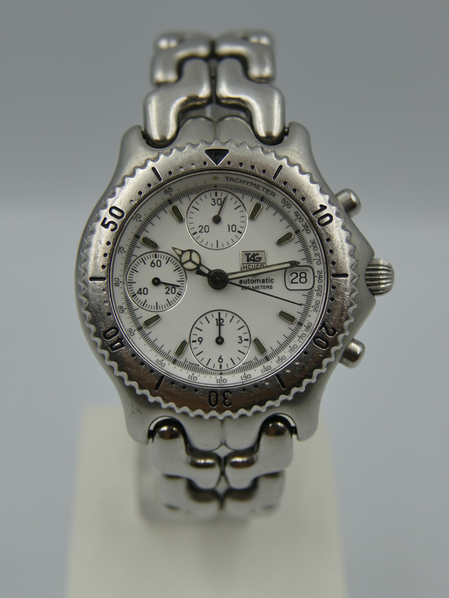 90's vintage mens Tag Heuer S/EL link CG 2110 RO automatic chronograph vj 7750