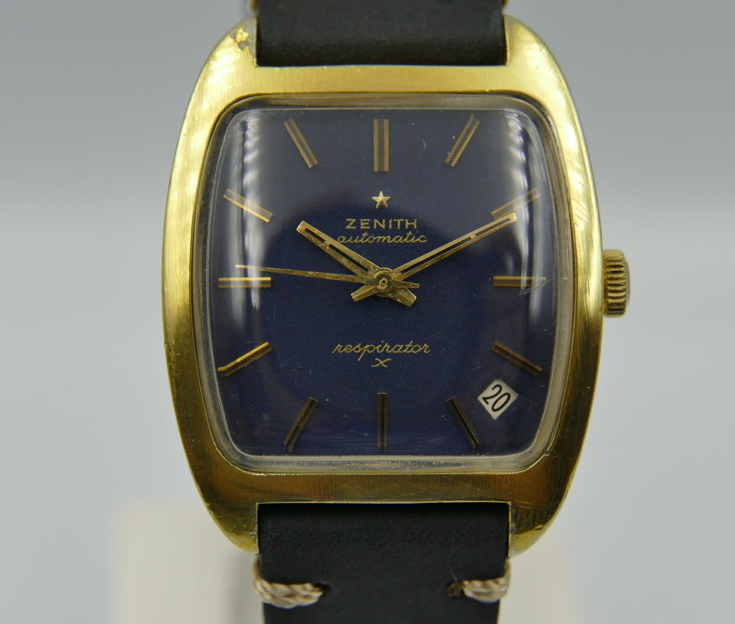 70's vintage watch mens Zenith respirator x ref 6708 automatic cal. 2552pc blue