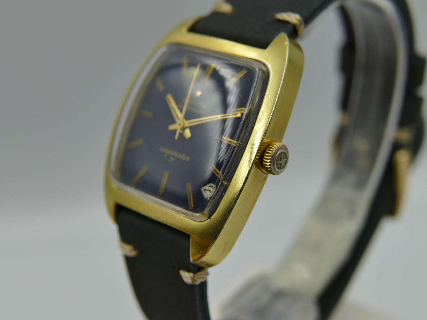 70's vintage watch mens Zenith respirator x ref 6708 automatic cal. 2552pc blue