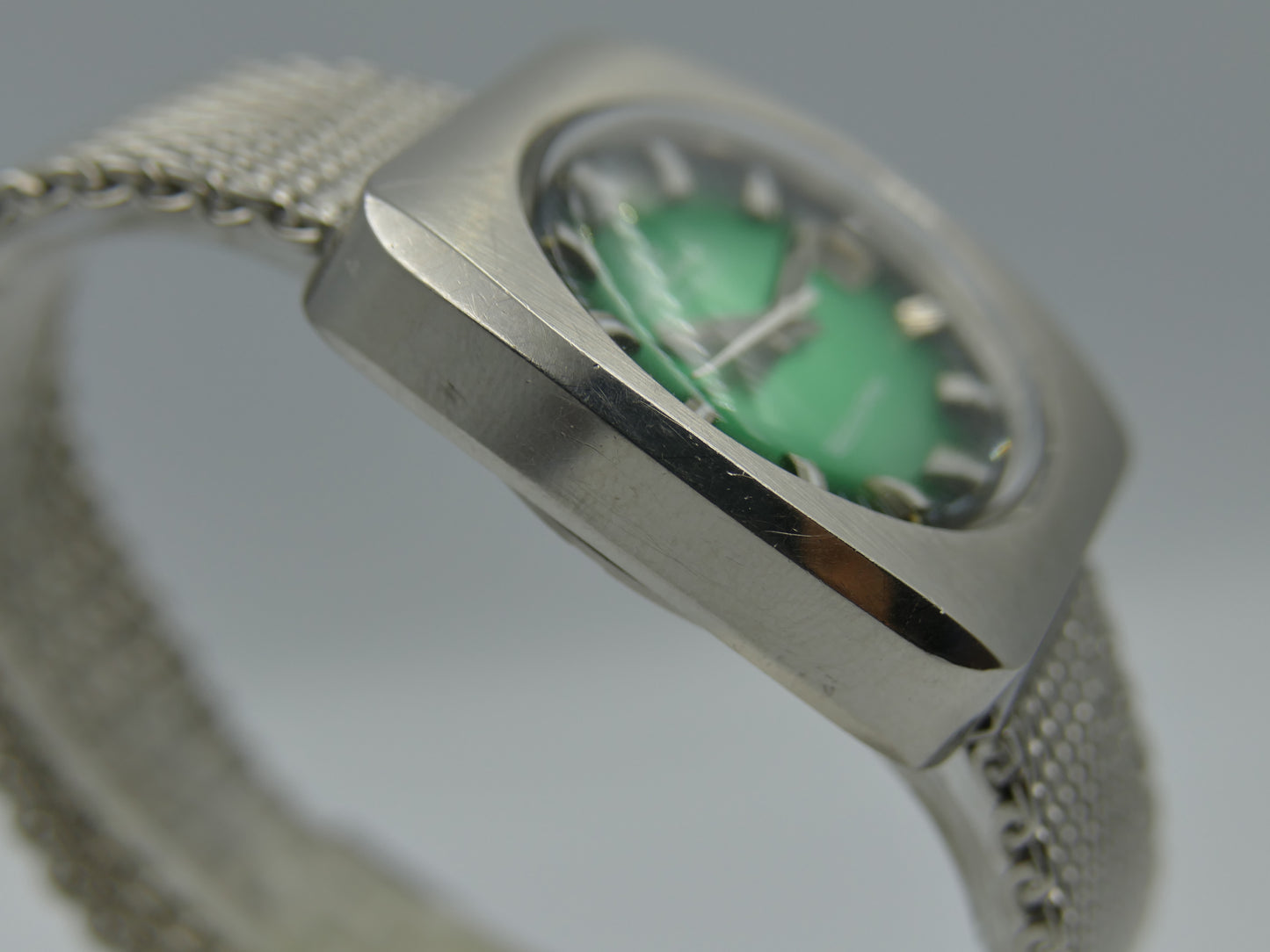 70's vintage watch mens Edox DELFIN automatic Eta 2783 green dial serviced rare