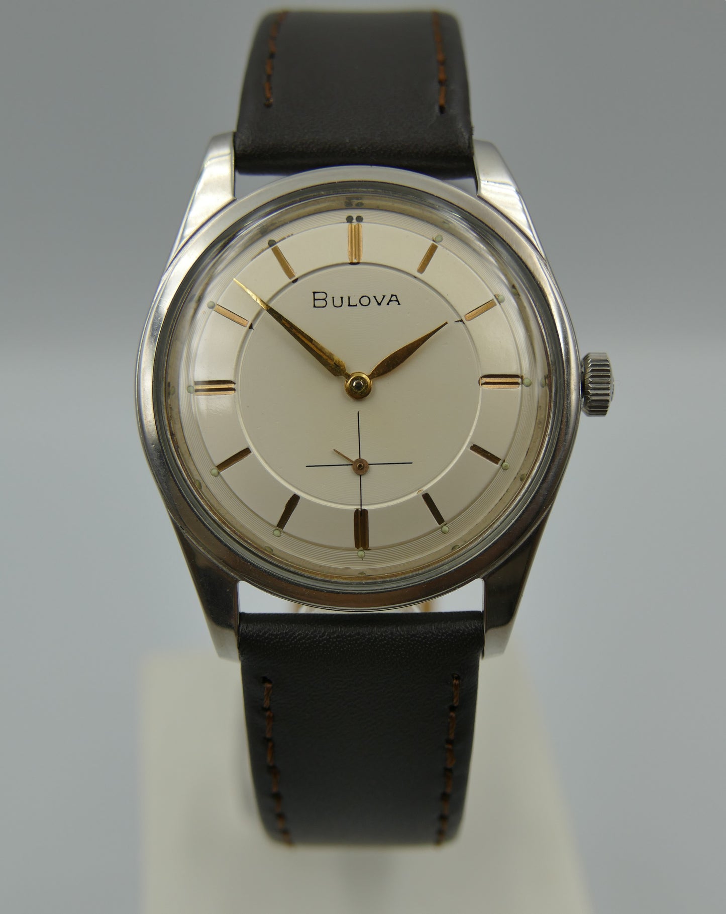 60's vintage dress watch mens Bulova flat manual wind 11 AF steel serviced
