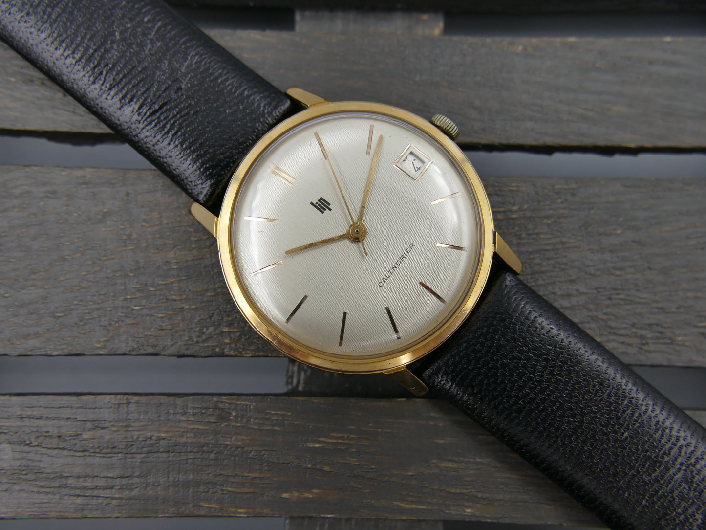 60s vintage watch mens  LIP calendrier Calendar monobloc entirely gold-plated R136