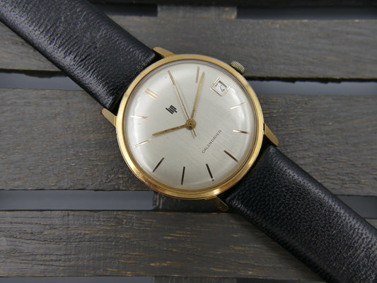 60s vintage watch mens  LIP calendrier Calendar monobloc entirely gold-plated R136
