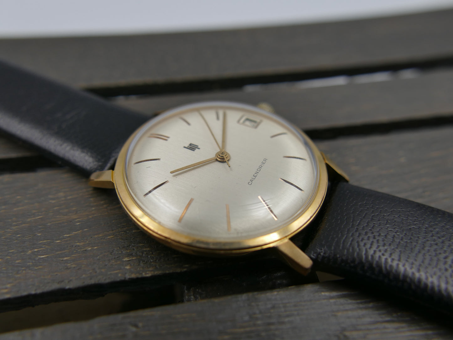 60s vintage watch mens  LIP calendrier Calendar monobloc entirely gold-plated R136