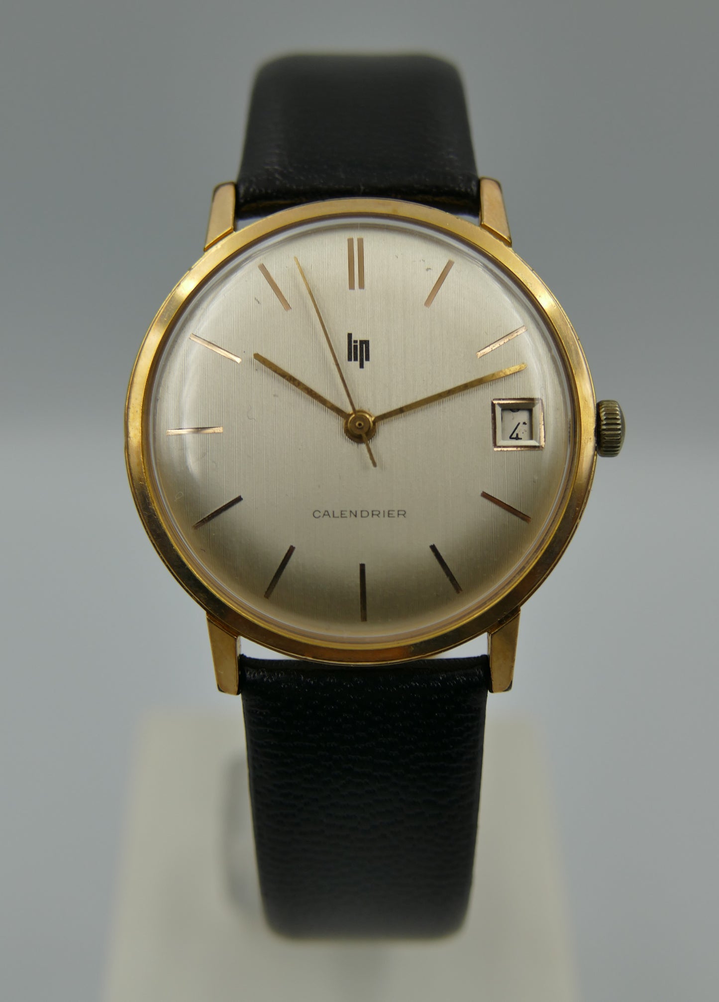 60s vintage watch mens  LIP calendrier Calendar monobloc entirely gold-plated R136